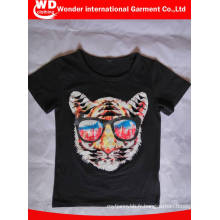 Mode noire imprimée chaud gros enfants t-shirt